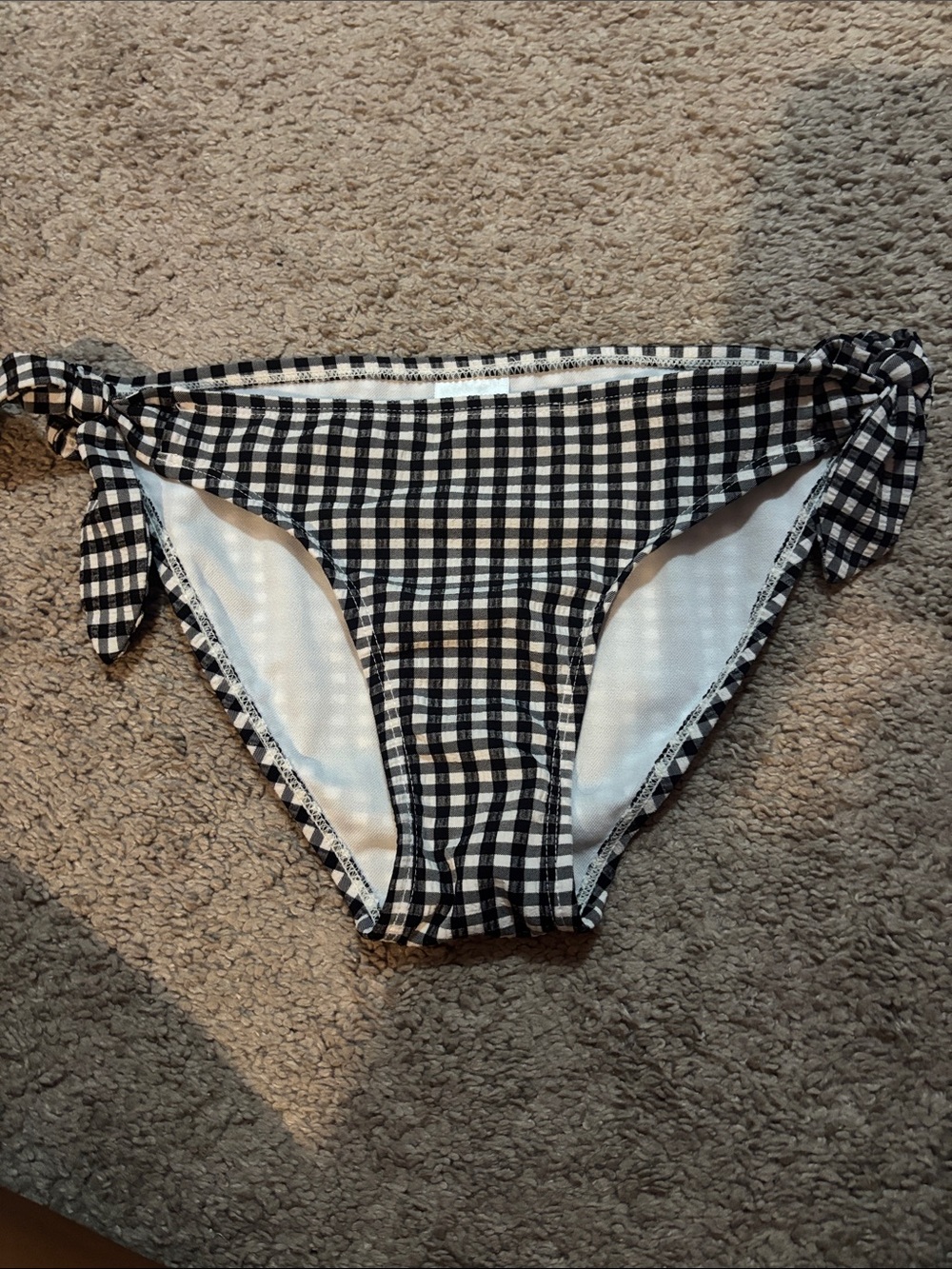 Black & White Gingham Tie-Side Bikini Bottoms